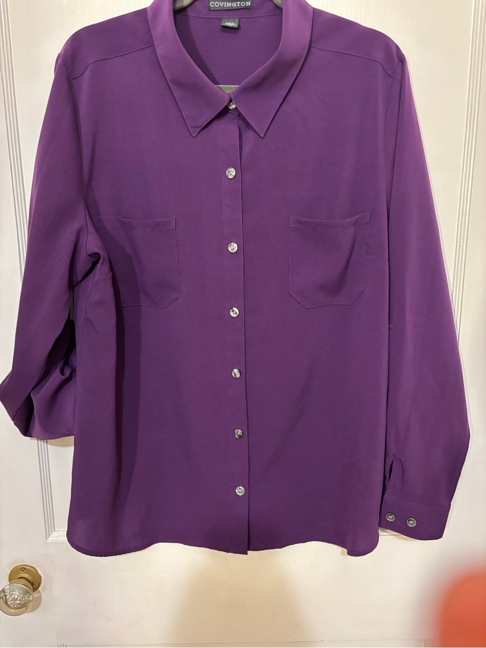Covington Violet Button-Down Long Sleeve Blouse